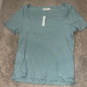 Light green NWT Madewell square neck top